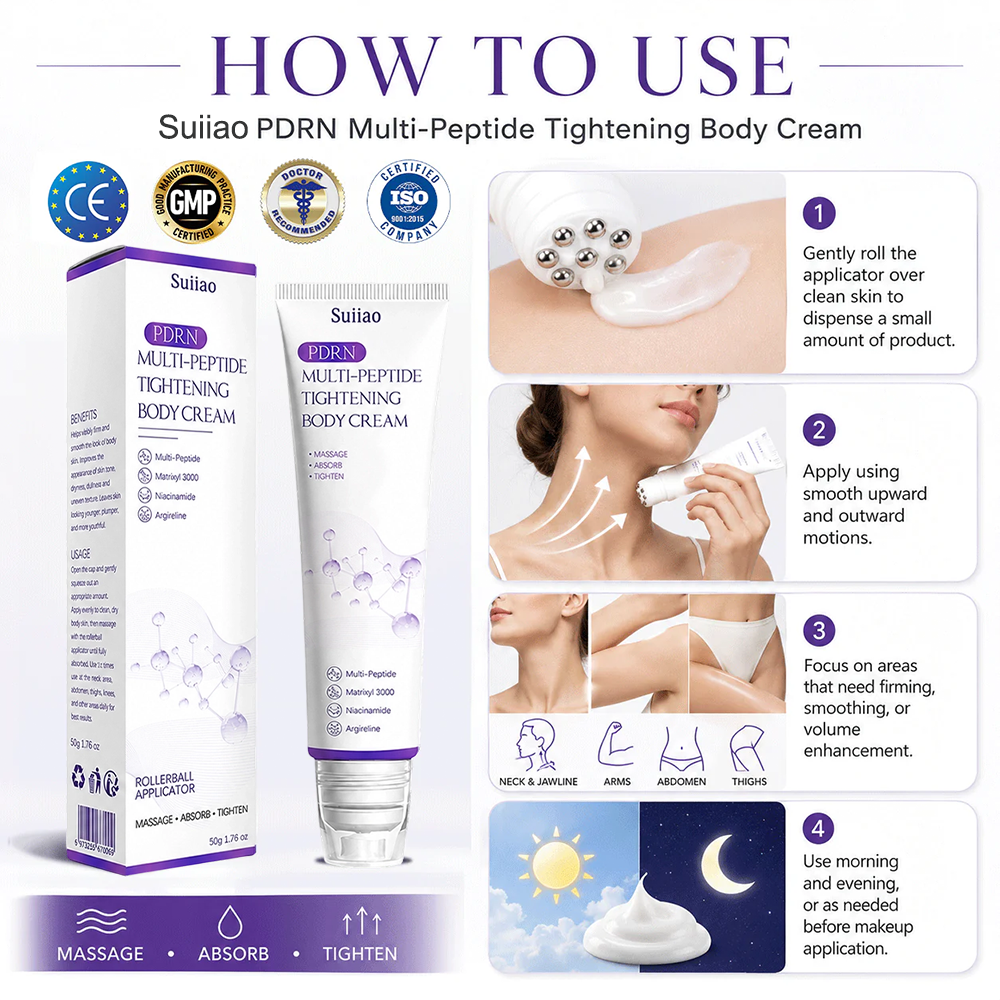 🦩Suiiao® Multi-Peptide Body Massager & Cream — Anti-aging, moisturizing, firming and lifting, skin barrier repair, skin tone evening, acne-prone skin care, blemish, wart, and mole reduction, as well as psoriasis symptom relief