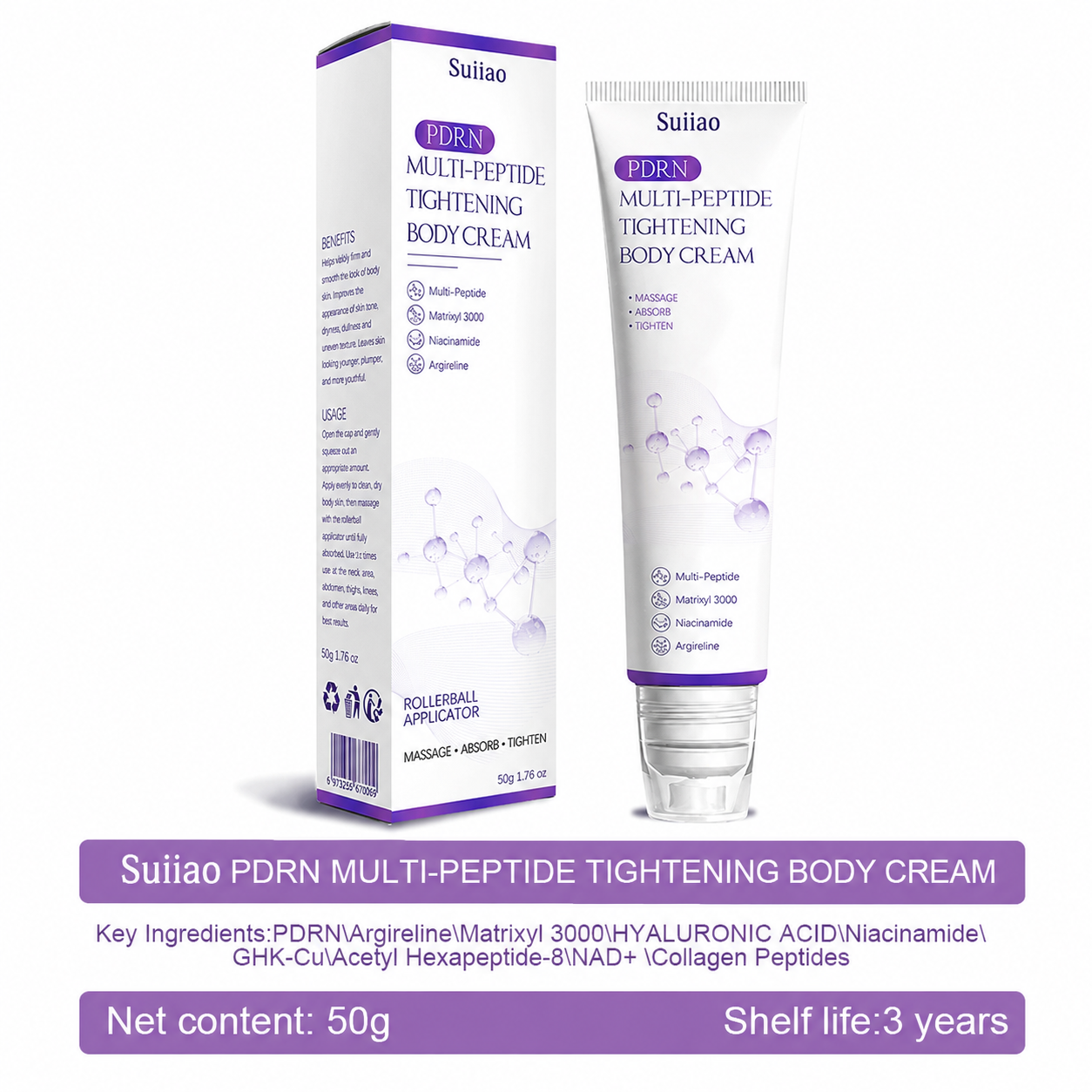 🦩Suiiao® Multi-Peptide Body Massager & Cream — Anti-aging, moisturizing, firming and lifting, skin barrier repair, skin tone evening, acne-prone skin care, blemish, wart, and mole reduction, as well as psoriasis symptom relief