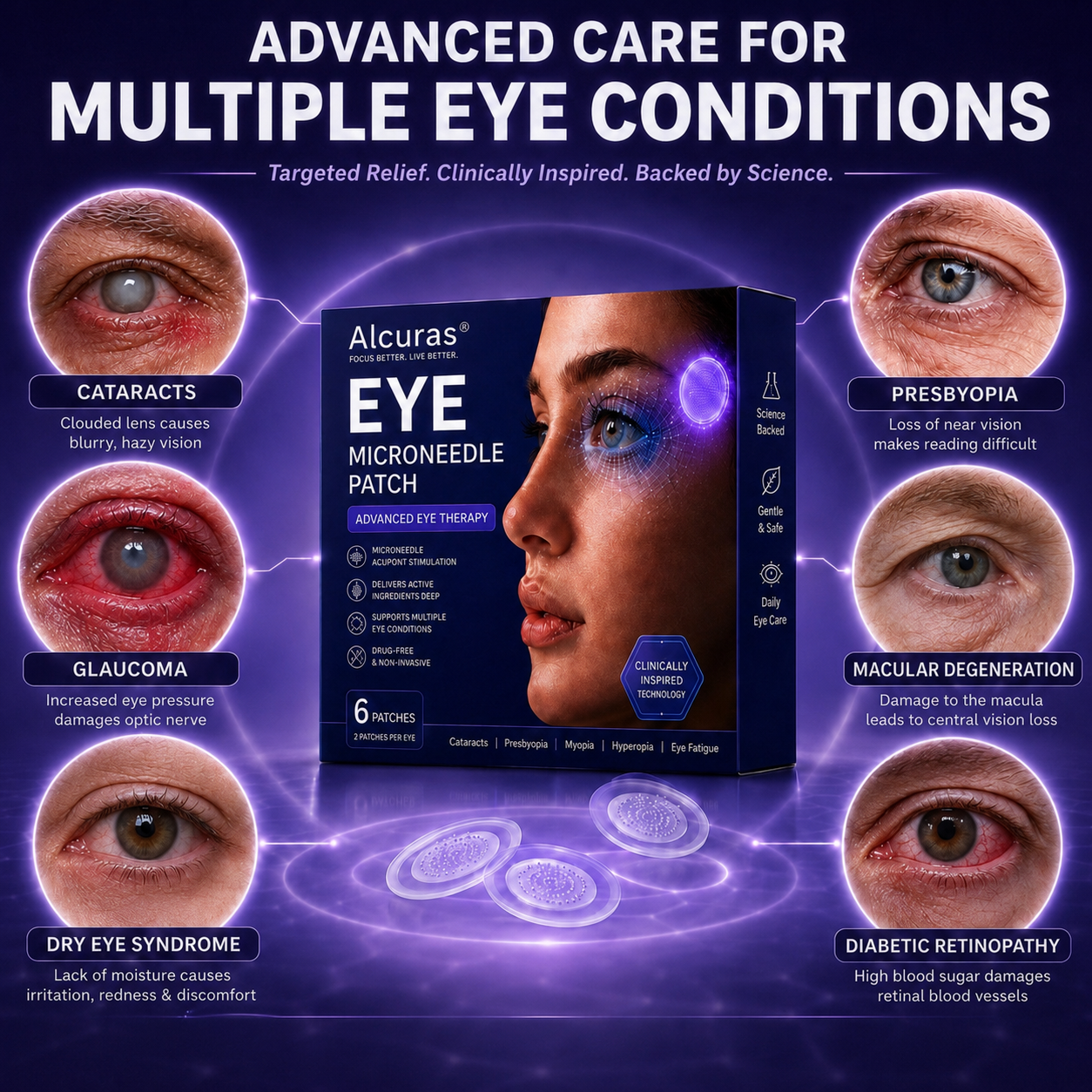Transdermal Vision-Repair Eye Microneedle Patch✅FDA Approved(Suitable for presbyopia, dry eye syndrome, glaucoma, and cataracts)